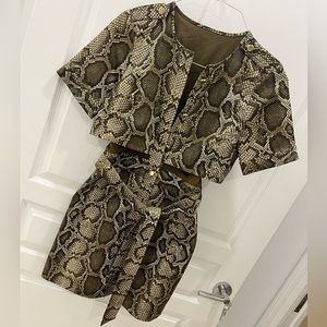 Michael Kors Snake Skin Print Trench Style Shirt Dress Label Removed Size 2